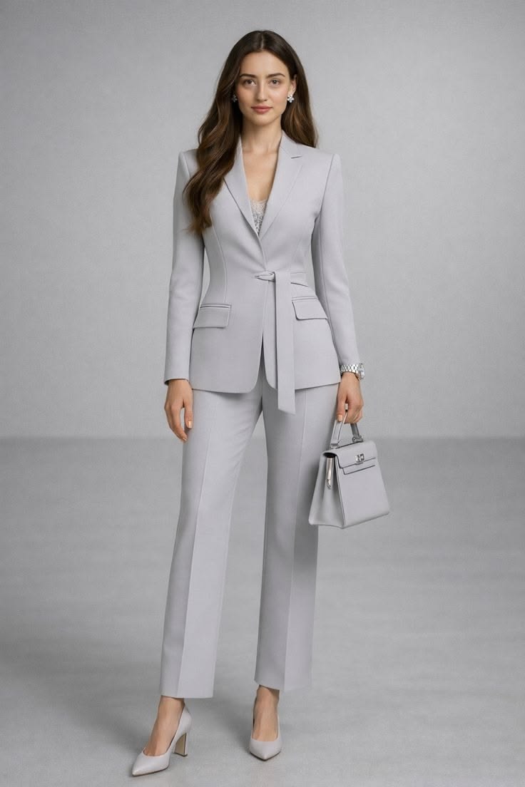Silver Double-Breasted Suit