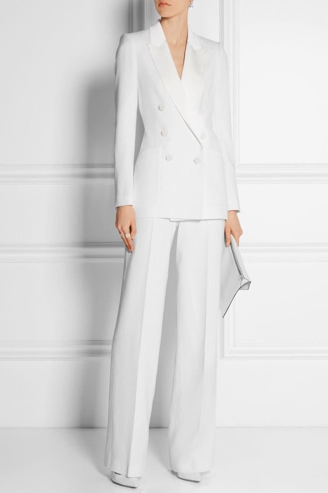 White Wide-Leg Pantsuit
