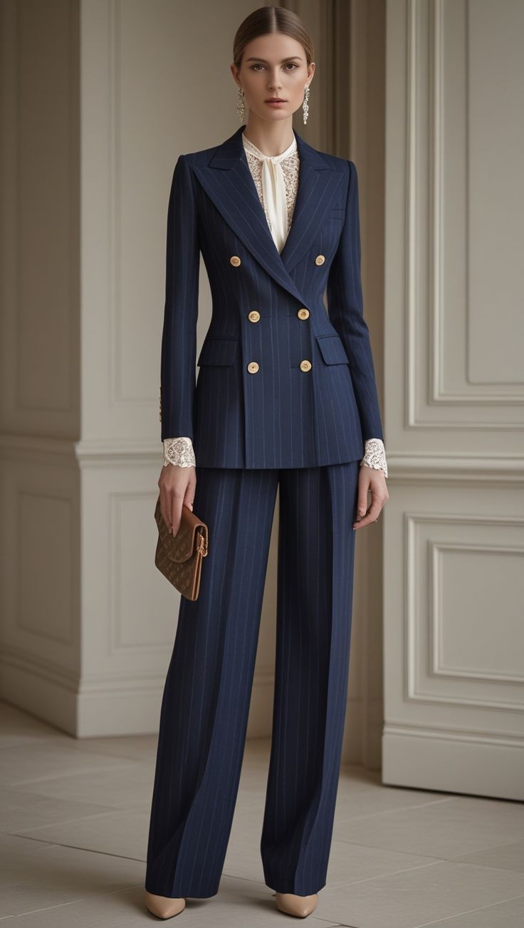 Navy Double-Breasted Suit